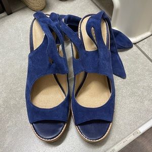 blue suede sandals